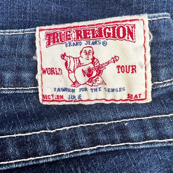 True Religion Jeans Women's 26 (2) Blue Julie Straight Pocket Flap Preppy - Picture 5 of 15